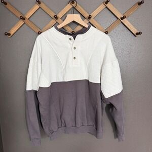 VTG 90's Sears Roebuck Colorblock Henley Sweatshirt Quilted  Retro Pullover